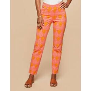 Spartina 449 Maren Pull-On Pants Pink Orange Boho Paisley Size Large